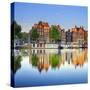 Netherlands, North Holland, Amsterdam. Typical Houses and Houseboats on Amstel River-Francesco Iacobelli-Stretched Canvas