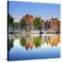 Netherlands, North Holland, Amsterdam. Typical Houses and Houseboats on Amstel River-Francesco Iacobelli-Stretched Canvas