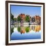 Netherlands, North Holland, Amsterdam. Typical Houses and Houseboats on Amstel River-Francesco Iacobelli-Framed Photographic Print