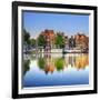 Netherlands, North Holland, Amsterdam. Typical Houses and Houseboats on Amstel River-Francesco Iacobelli-Framed Photographic Print