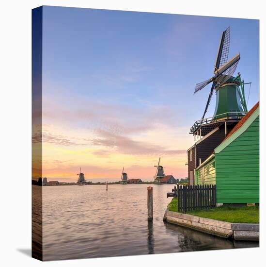 Netherlands, North Holland, Zaandam, Zaanse Schans, the Houseman (De Huisman) Mustardmill-Alan Copson-Stretched Canvas