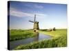 Netherlands, Polder Landscape, Alkmaar, Canal, Windmill-Thonig-Stretched Canvas