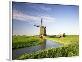 Netherlands, Polder Landscape, Alkmaar, Canal, Windmill-Thonig-Framed Photographic Print