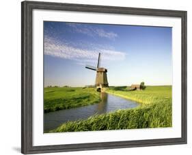 Netherlands, Polder Landscape, Alkmaar, Canal, Windmill-Thonig-Framed Photographic Print