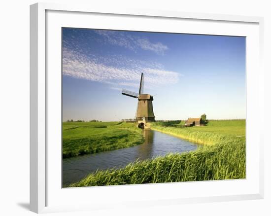 Netherlands, Polder Landscape, Alkmaar, Canal, Windmill-Thonig-Framed Photographic Print