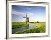 Netherlands, Polder Landscape, Alkmaar, Canal, Windmill-Thonig-Framed Photographic Print