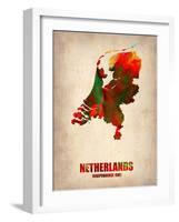 Netherlands Watercolor Map-NaxArt-Framed Art Print