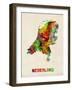 Netherlands Watercolor Map-Michael Tompsett-Framed Art Print