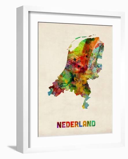 Netherlands Watercolor Map-Michael Tompsett-Framed Art Print