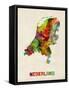 Netherlands Watercolor Map-Michael Tompsett-Framed Stretched Canvas