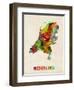 Netherlands Watercolor Map-Michael Tompsett-Framed Art Print