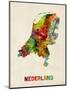 Netherlands Watercolor Map-Michael Tompsett-Mounted Art Print
