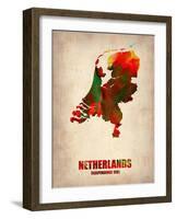 Netherlands Watercolor Map-NaxArt-Framed Art Print