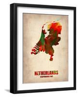 Netherlands Watercolor Map-NaxArt-Framed Art Print