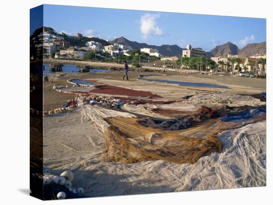 Nets Laid Out to Dry on Dockside, Mindelo, Sao Vicente, Cape Verde Islands, Atlantic, Africa-Renner Geoff-Stretched Canvas