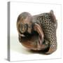 Netsuke Carved in the Shape of a Mermaid-null-Stretched Canvas