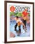 "Netting a Fish," Country Gentleman Cover, May 1, 1937-R.J. Cavaliere-Framed Giclee Print