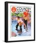 "Netting a Fish," Country Gentleman Cover, May 1, 1937-R.J. Cavaliere-Framed Giclee Print