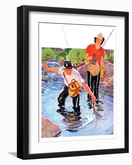 "Netting a Fish,"May 1, 1937-R.J. Cavaliere-Framed Giclee Print