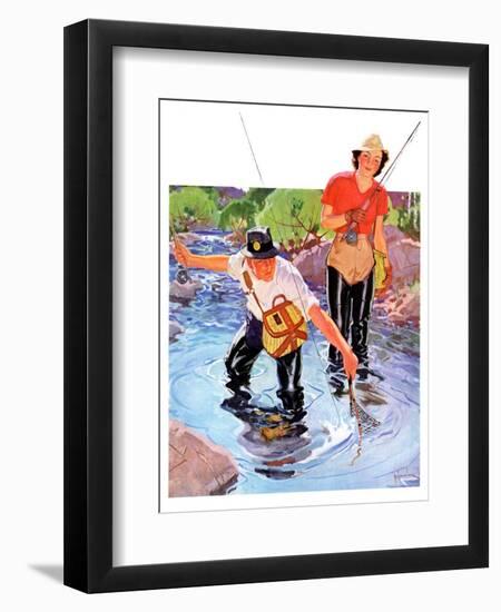 "Netting a Fish,"May 1, 1937-R.J. Cavaliere-Framed Giclee Print