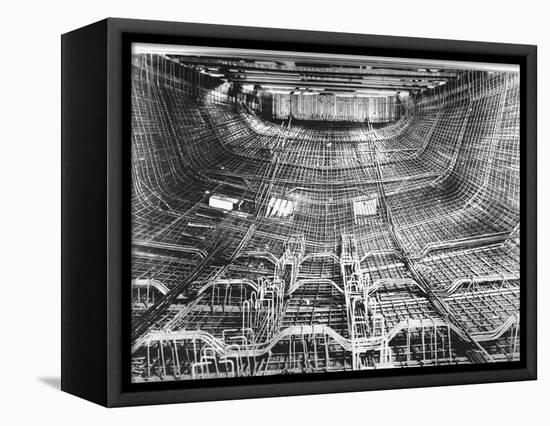 Network of Metal Rods Woven Together Inside Stern at Great Northern Concrete Shipbuilding Co-Gordon Stuart-Framed Stretched Canvas