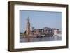 Neuer Hafen with Simon-Loschen-Leuchturm (lighthouse), Bremerhaven, Bremen, Germany-Torsten Krüger-Framed Photographic Print