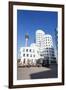 Neuer Zollhof Buildings Designed by Frank Gehry with Rheinturm Tower, Media Harbour-null-Framed Photographic Print