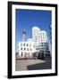 Neuer Zollhof Buildings Designed by Frank Gehry with Rheinturm Tower, Media Harbour-null-Framed Photographic Print