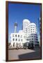 Neuer Zollhof Buildings Designed by Frank Gehry with Rheinturm Tower, Media Harbour-null-Framed Photographic Print