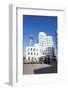 Neuer Zollhof Buildings Designed by Frank Gehry with Rheinturm Tower, Media Harbour-null-Framed Photographic Print