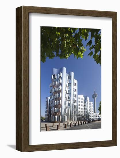 Neuer Zollhof, Designed by Frank Gehry, and Rheinturm Tower-Markus Lange-Framed Photographic Print