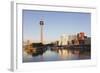 Neuer Zollhof, Designed by Frank Gehry, Rheinturm Tower-Markus Lange-Framed Photographic Print