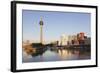 Neuer Zollhof, Designed by Frank Gehry, Rheinturm Tower-Markus Lange-Framed Photographic Print