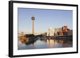 Neuer Zollhof, Designed by Frank Gehry, Rheinturm Tower-Markus Lange-Framed Photographic Print