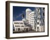 Neuer Zollhof Office Buildings with Rheinturm in Background, Medienhafen, Dusseldorf, Germany, Euro-David Clapp-Framed Photographic Print