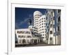 Neuer Zollhof Office Buildings with Rheinturm in Background, Medienhafen, Dusseldorf, Germany, Euro-David Clapp-Framed Photographic Print