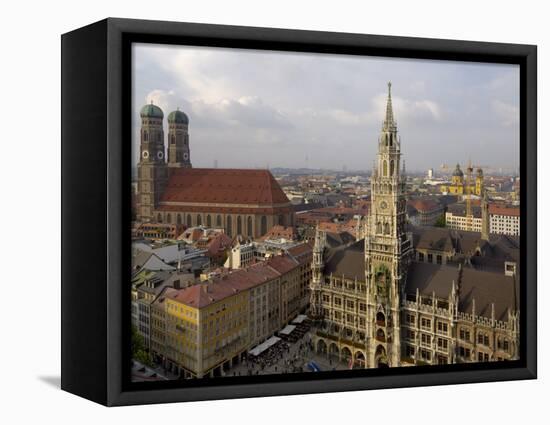 Neues Rathaus and Marienplatz from the Tower of Peterskirche, Munich, Germany-Gary Cook-Framed Stretched Canvas