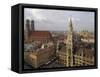 Neues Rathaus and Marienplatz from the Tower of Peterskirche, Munich, Germany-Gary Cook-Framed Stretched Canvas