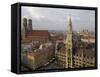 Neues Rathaus and Marienplatz from the Tower of Peterskirche, Munich, Germany-Gary Cook-Framed Stretched Canvas