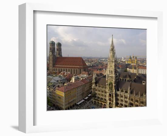 Neues Rathaus and Marienplatz from the Tower of Peterskirche, Munich, Germany-Gary Cook-Framed Photographic Print