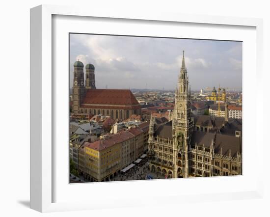 Neues Rathaus and Marienplatz from the Tower of Peterskirche, Munich, Germany-Gary Cook-Framed Photographic Print