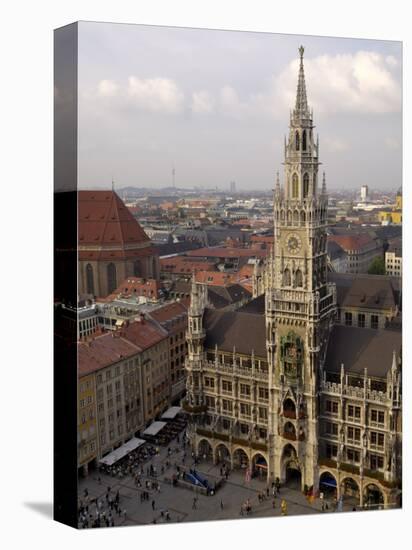 Neues Rathaus and Marienplatz, from the Tower of Peterskirche, Munich, Germany-Gary Cook-Stretched Canvas