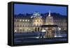 Neues Schloss Castle and Fountain at Schlossplatz Square-Markus Lange-Framed Stretched Canvas