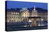 Neues Schloss Castle and Fountain at Schlossplatz Square-Markus Lange-Stretched Canvas