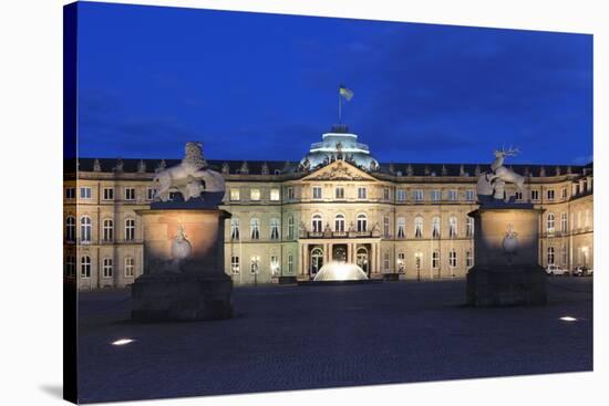 Neues Schloss Castle at Schlossplatz Square, Stuttgart, Baden Wurttemberg, Germany, Europe-Markus Lange-Stretched Canvas