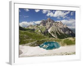 Neunerkofel, Snowfield, Ice Lake, South Tirol, the Dolomites Mountains, Italy-Rainer Mirau-Framed Photographic Print