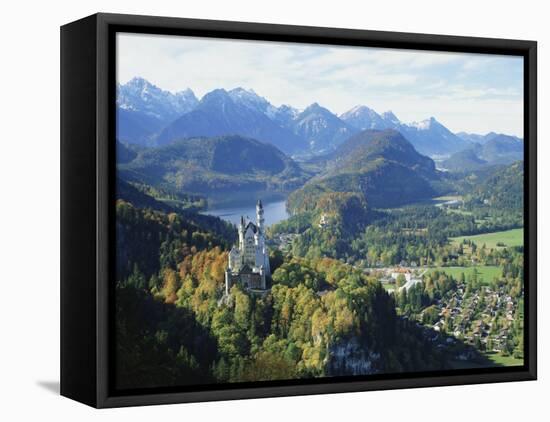 Neuschwanstein and Hohenschwangau Castles, Alpsee and Tannheimer Alps, Allgau, Bavaria, Germany-Hans Peter Merten-Framed Stretched Canvas