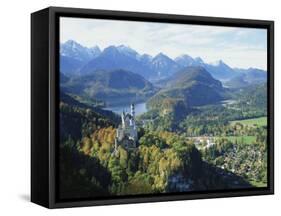 Neuschwanstein and Hohenschwangau Castles, Alpsee and Tannheimer Alps, Allgau, Bavaria, Germany-Hans Peter Merten-Framed Stretched Canvas