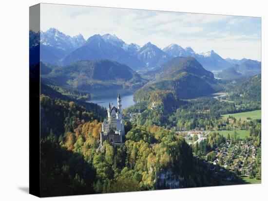 Neuschwanstein and Hohenschwangau Castles, Alpsee and Tannheimer Alps, Allgau, Bavaria, Germany-Hans Peter Merten-Stretched Canvas