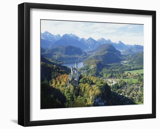 Neuschwanstein and Hohenschwangau Castles, Alpsee and Tannheimer Alps, Allgau, Bavaria, Germany-Hans Peter Merten-Framed Photographic Print